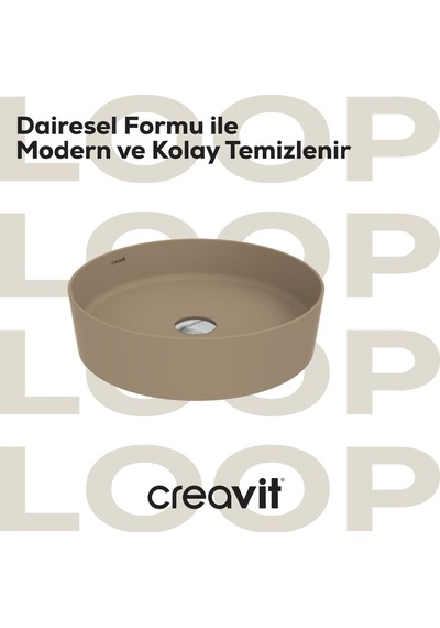 Creavit Loop Yuvarlak Çanak Lavabo Ø45 Cm Mat Cappuccino Lp145-00cm00e-00