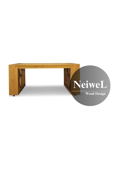 Neiwel Turkuaz Doğal Ahşap Sehpa-80-80 Açık Ceviz