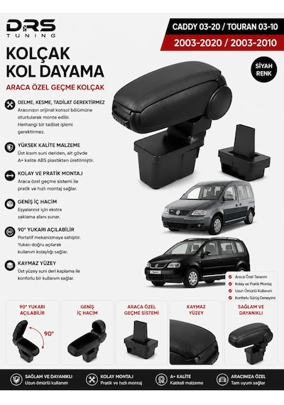 Volkswagen Caddy 2003 - 2020 / Touran 2003 - 2015 Kolçak Kol Dayama Siyah