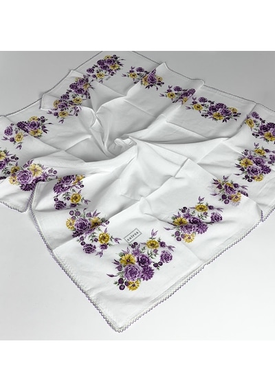 Eripek Oyalı Pamuk Yazma 6593 Beyaz-mor
