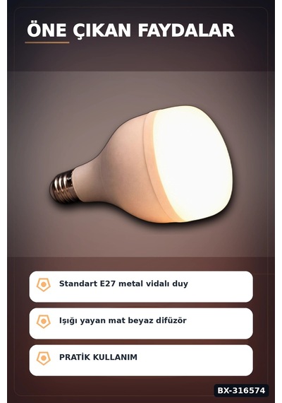 Led Ampul 35w Gün Işığı 3200k E27 Duy 2200 Lümen 180 Derece Ip20 - 1 Adet Bx-316574