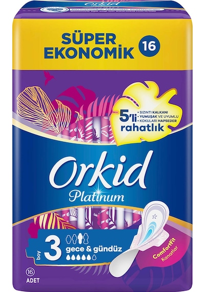 Orkid Platinum Hijyenik Ped Gece Süper Ekonomik Paket 16 Ped