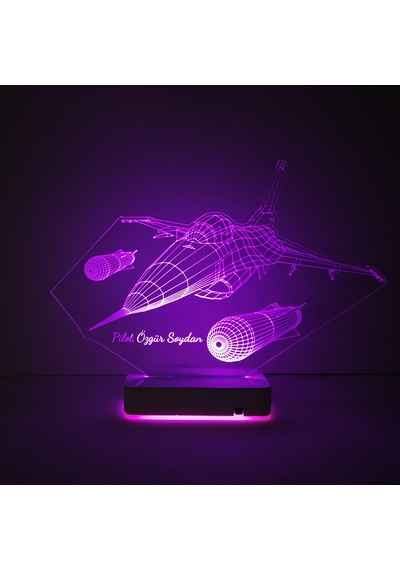 Kişiye Özel F16 Savaş Uçağı Masaüstü 3D Led Lamba