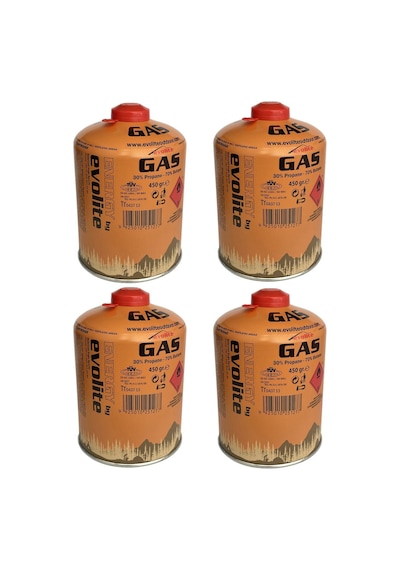 Evolite Butane Propane Vidalı 450 Gr. Ocak Kartuşu - 4 Adet Sarı