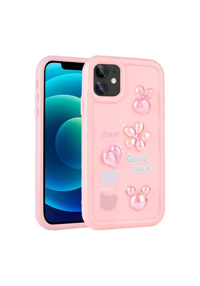 Apple Uyumlu iPhone 12 Kılıf Kabartma Figürlü Parlak Zore Toys Silikon K