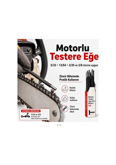 Algarıde Eng Motorlu Testere Eğe Seti 12'li 5.2 Mm 14/64" 3/25 Ve 3/8 Ayak Zincirler Yuvarlak Eğe
