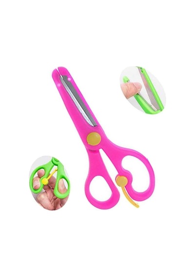 Çocuk Makası Korumalı Ve Kilitli Okul Makası,ergonamik Kullanım, Çocuk Kullanımına Ve Sağlığına Uygun Mavi-yeşil