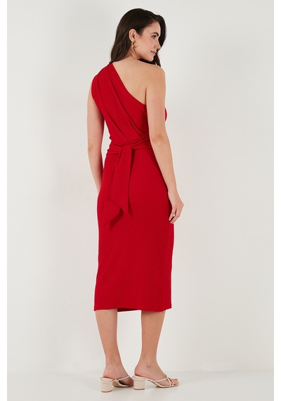 Lela Desenli Slim Fit Midi Boy Tek Omuzlu Bayan Elbise 5866202 Kırmızı Lela Desenli Slim Fit Midi Boy Tek Omuzlu Bayan Elbise 5866202 Kırmızı