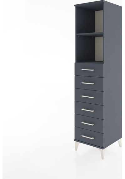 Hyperion Dolap 2 Raflı 6 Çekmeceli 44x44x182 Antrasit-antrasit Antrasit