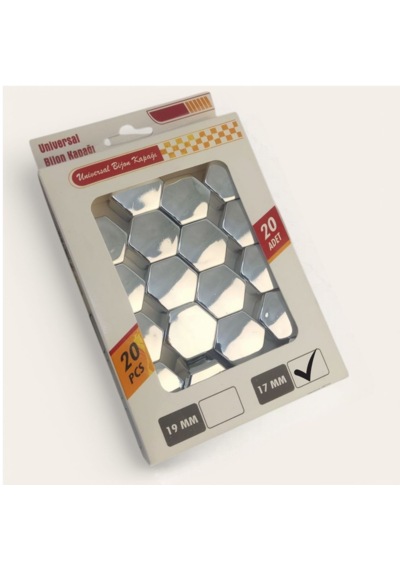 17mm Parlak Gümüş Düz Bijon Kapağı +aparat 20li Set