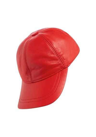 Unisex %100 Deri Arkadan Ayarlanabilir Baseball Kep Şapka Kırmızı
