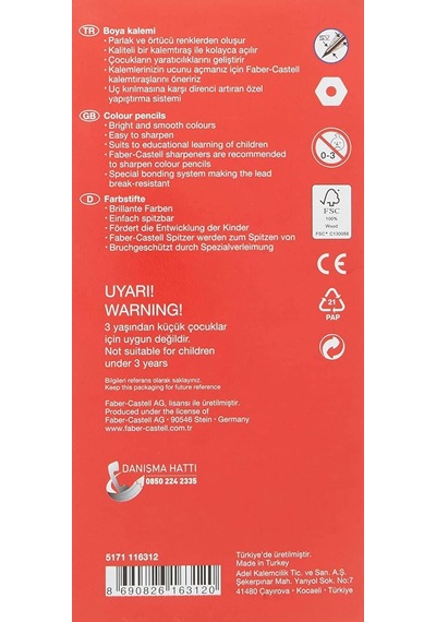 Faber-castell Karton Kutu Renkli Boya Kalemi, 12 Renk, Yumuşak Ve Canlı Renkler, Kolay Açılır, Kırılmaya Dayanık Genel