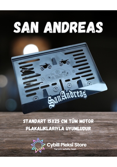 San Andreas 3d Motosiklet Pleksi Plaka Altı Dayanıklı Sportif Modifiye Plaka Çerçevesi Cybill Store