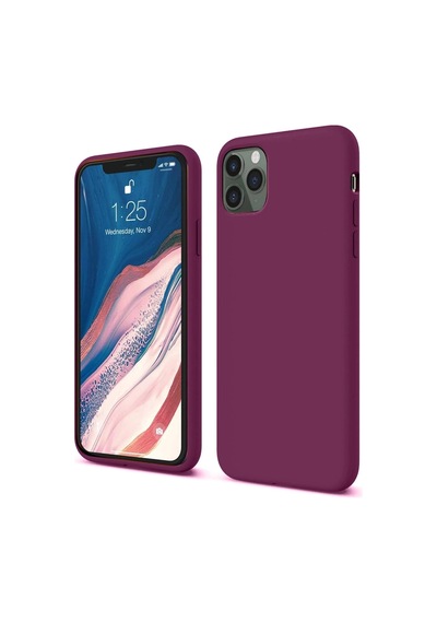 Apple iPhone Uyumlu 11 Pro Kılıf First Silikon - Mürdüm Düz Renkli
