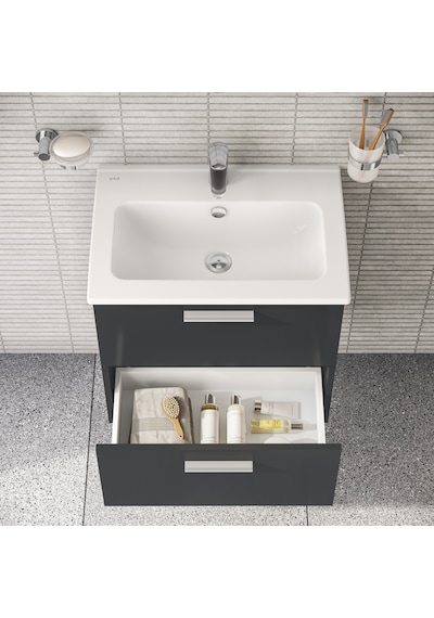 VitrA Mia 75102 Çekmeceli Banyo Dolabı Seti 60 CM Antrasit