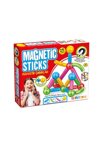 25 Parça Manyetik Çubuklar Ve Toplar Stem Oyuncağı