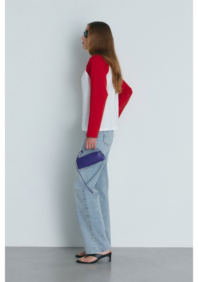 Suud Collection Kırmızı Reglan Çift Renk Tişört