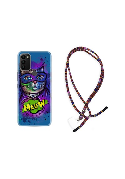 General Mobile Gm21 Plus Kılıf Rasta Boyun Askılı Super Meow 1715