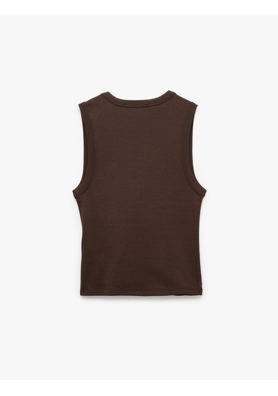 Koton Kolsuz Pamuklu Slim Fit V Yaka Bluz Kahverengi 6sal30077ık Kahve