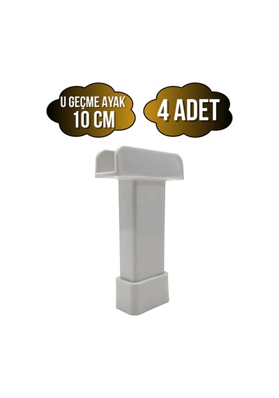 U Geçme Beyaz Plastik Ayarlı Ayak Mobilya Masa Ve Dolap Ayağı Beyaz 10cm 4 Adet Beyaz