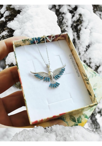 Modahilye 925 Ayar Gümüş Anka Kuşu Tasarım Kolye Gümüş