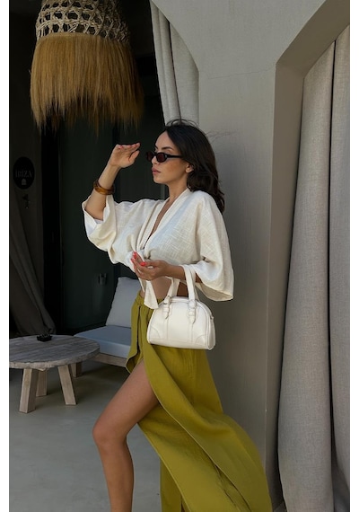 Shule Bags Peggy Oval Çapraz Çanta Krem Krem