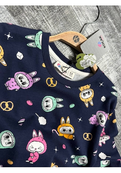 Koçak Kız Çocuk Labubu Temalı Pijama Takımı Lacivert