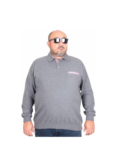 Moc Grande Mocgrande Erkek Büyük Beden Polo Yaka Sweat Flota Cep 24407 Antrasit Melanj