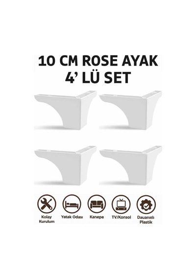 Rose 10 Cm Mobilya Kanepe Sehpa Tv Ünitesi Koltuk Ve Konsol Ayağı Beyaz