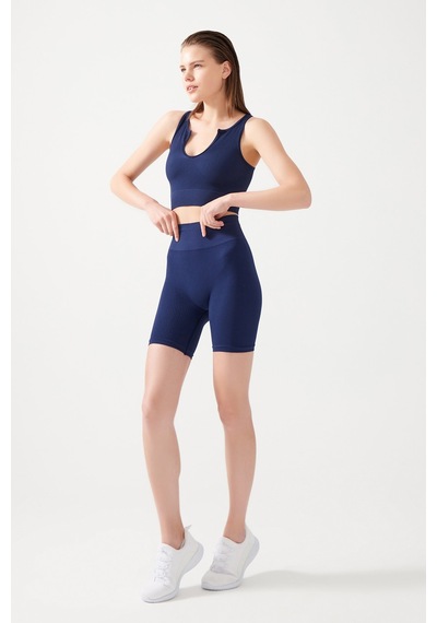 Los Ojos Kadın Lacivert Askılı Fitilli Crop Top Büstiyer Scoop Lacivert