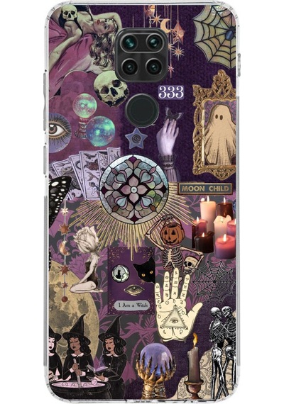 Redmi Note 9 Uyumlu Hallowen Cadılar Astroloji Baskılı Silikon Kılıf Renkli