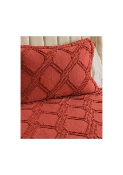 Premium Kabartma Dokulu Royal Model Çift Kişilik Yatak Örtüsü 2 Adet Yastık Kılıfı Dahil 250 X 260 Kiremit