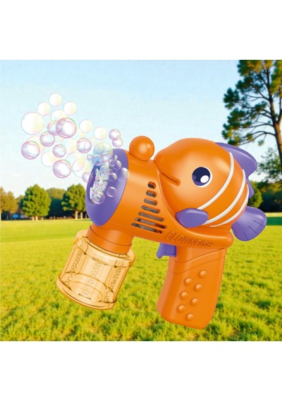 Vıp Yüksek Kalite Işıklı Turuncu Balıklı Köpük Tabancası Clownfısh Bubbles Gun Baloncuk Tabancası