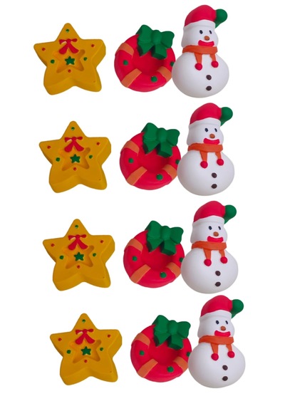 Eğitici Etkinlik Yılbaşı -neol-yıldız Kardan Adam 3'lü Set 2 Boyutlu 8 Cm 3 Adet