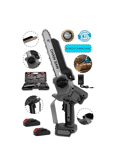 Pro Seri 256dxf Çift Akü Otomatik Yağlamalı El Testeresi Ağaç Odun Dal Kesme Budama Testeresi.
