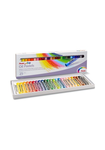Pentel Yağlı Pastel Boya, Standart Kutu, 25 Renkli Çok Renkli