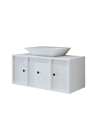 Gusto Ayaksız Lavabolu Mdf 105 Cm Çekmeceli Banyo Dolabı Beyaz Mat Beyaz