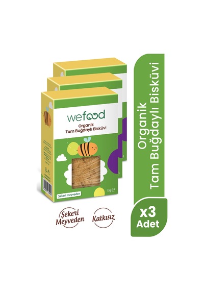 Kids Organik Tam Buğdaylı Bisküvi 55 Gr 3'lü