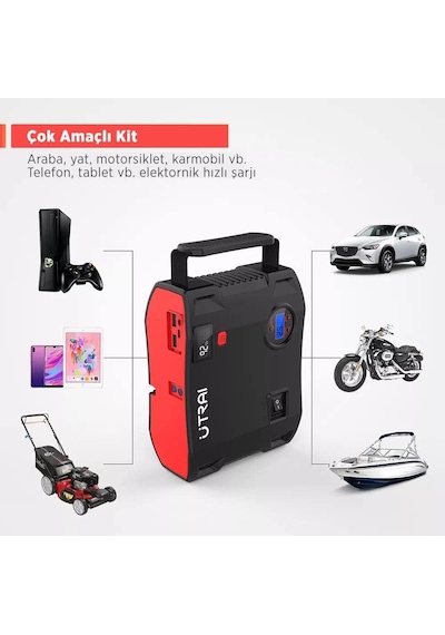 Jstar 5 24000mah 2000a Jump Starter + Lastik Şişirme Pompası Taşınabilir Akü Takviye Cihazı Ça