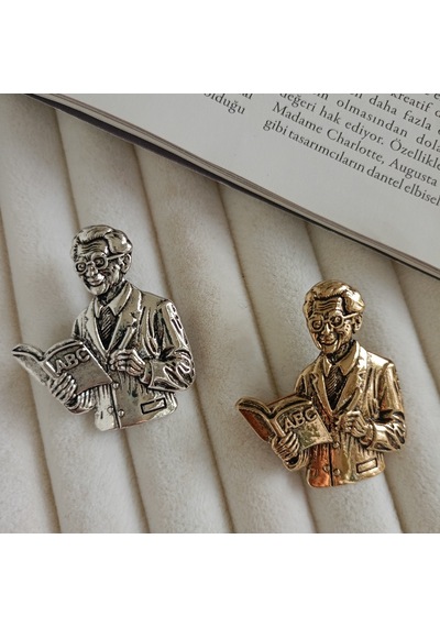 Lente Aksesuar Silver Renk Öğretmen Broş-kitap Ve Kalemli Öğretmen Yaka İğnesi Çok Renkli