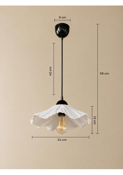 Lioraa Lighting Flora Solo 36 Cm Sarkıt Avize Kırık Beyaz