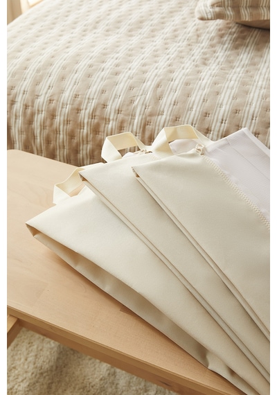 Ocean Home Textile 3'lü Bej Renk Fileli Oxford Kumaş Ayakkabı Düzenleyici Taşıma Çantası Seti 22 X 40 X 9 Cm