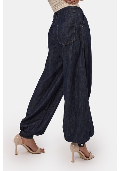 it's basic Kadın İndigo Selvedge 7s6-50 Balon Jogger Fit Denim Jean