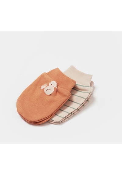Biorganic Cool Lines Bunny 2'li Bebek Eldiveni 72219 Bej - Hardal