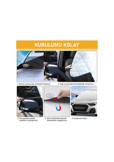 Ayrex Haegs Araba Ön Cam Koruma Örtüsü, Termal Araç Güneşlik, Oto Buzlanma Önleyici, Cam Kar Örtüsü, Ağır H Genel