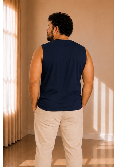 Sngl Tekstil Erkek Oversize Sıfır Kollu T-shirt S-m-l-xl-2xl Lacivert