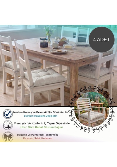 4 Adet - 40x40 Cm Lüks Süet Dokulu Gri Sandalye Minderi - %100 Silikon Elyaf Dolgulu Yıkanabilir Minder