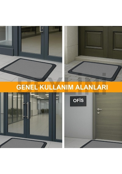 Dezenfektan Hijyen Paspası Dış Kapı Ev Ofis Apartman Giriş Halısı Kıvırcık Paspas Kaydırmaz Havuzlu Gri Genel
