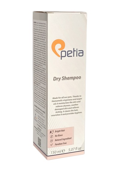 Petia Paw Dry Shampoo Doğal Kedi Ve Köpek Kuru Köpük Şampuanı 150 Ml