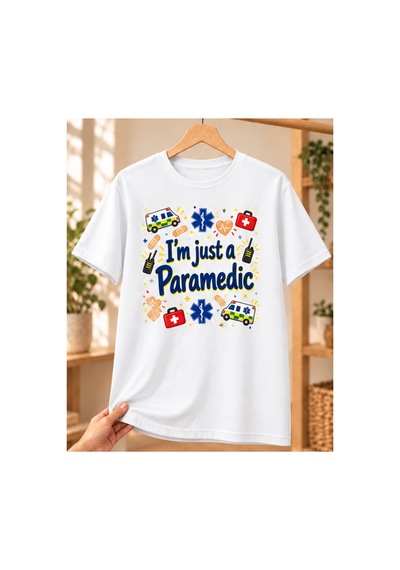 Paramedik Baskılı Beyaz Tişört - Paramediğe Hediye Unisex